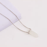 silver moon stone necklace