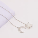 Raw Crystal Half Moon Necklace