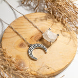 Raw Crystal Half Moon Necklace