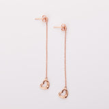 ROSE GOLD HEART SHAPED DROP EARRINGS