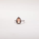 Champagne Pear Shaped Sterling Silver Ring