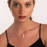 silver moon stone necklace