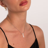 silver moon stone necklace