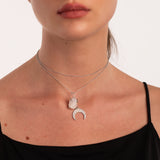 Raw Crystal Half Moon Necklace