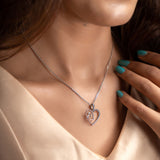 Silver Heart in a Heart Necklace