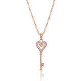 Rose Gold Heart Key Necklace