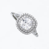 Silver Cushion Halo Ring