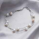 Sterling Silver Double Layer Pearl Bracelet