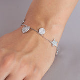 Silver Key-Heart-Star Bracelet