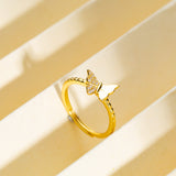 Golden Sparkling Butterfly Ring