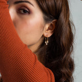 Golden Pearl Hoop Earring