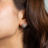 Sterling Silver Flower Zircon Earring