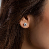 Silver Solitaire Mini Earrings