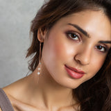 Rose Gold Pearl Dangling Earrings
