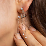 Rose Gold Triangular Three Chain Earrings