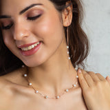 Rose Gold Hanging Pearl Jewelry Set