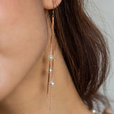 Rose Gold Pearl Dangling Earrings