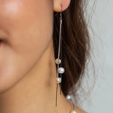 Sterling Silver Pearl Dangling Earrings