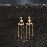Rose Gold Triangular Three Chain Earrings