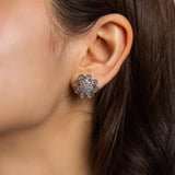 Silver Double Coated Flower Jewelry Set