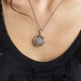 Silver Double Coated Flower Jewelry Set