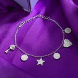 Silver Key-Heart-Star Bracelet