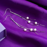 Sterling Silver Pearl Dangling Earrings