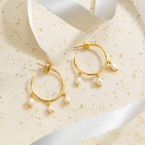 Golden Pearl Hoop Earring