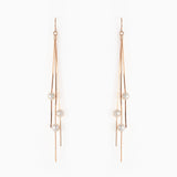 Rose Gold Pearl Dangling Earrings