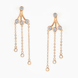 Rose Gold Triangular Three Chain Earrings