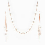 Rose Gold Hanging Pearl Jewelry Set