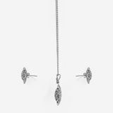 Silver Double Coated Flower Jewelry Set
