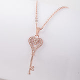 Rose Gold Heart Key Necklace