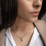Silver Pink Stone Necklace