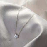 Silver Solitaire Heart Necklace