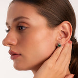 Eva Emerald sterling silver earrings