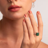 Eva Emerald Sterling Silver Ring