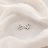 flowered birthstone sterling silver earring