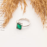 Eva Emerald Sterling Silver Ring