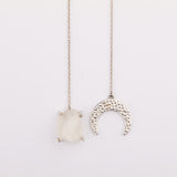 Raw Crystal Half Moon Necklace