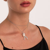 Raw Crystal Half Moon Necklace