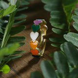 Golden Colourful 5-Heart Ring