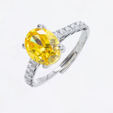 Sparkling Silver Yellow Gem Ring