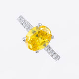 Sparkling Silver Yellow Gem Ring