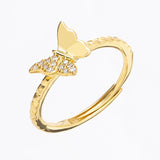 Golden Sparkling Butterfly Ring