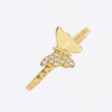 Golden Sparkling Butterfly Ring