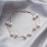 Rose-Gold Double Layered Pearl Bracelet