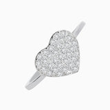 Silver Zircons Heart Ring