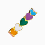 Golden Colourful 5-Heart Ring