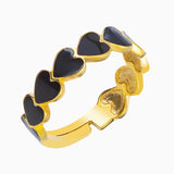 Golden Plated Black Heart's Ring